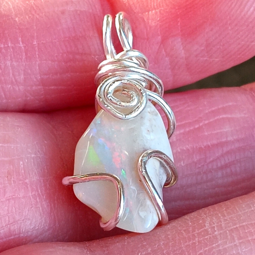Australian Opal Pendant Lightning Ridge Double Sided Sterling Silver - Picture 14 of 16